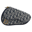 Christian Dior Trotter Canvas Saddle Pouch Navy Gold Auth 134254V-13