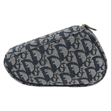 Christian Dior Trotter Canvas Saddle Pouch Navy Gold Auth 134254V - 0