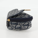 Christian Dior Trotter Canvas Saddle Pouch Navy Gold Auth 134254V-4