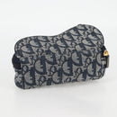 Christian Dior Trotter Canvas Saddle Pouch Navy Gold Auth 134254V-5