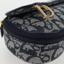 Christian Dior Trotter Canvas Saddle Pouch Navy Gold Auth 134254V-7