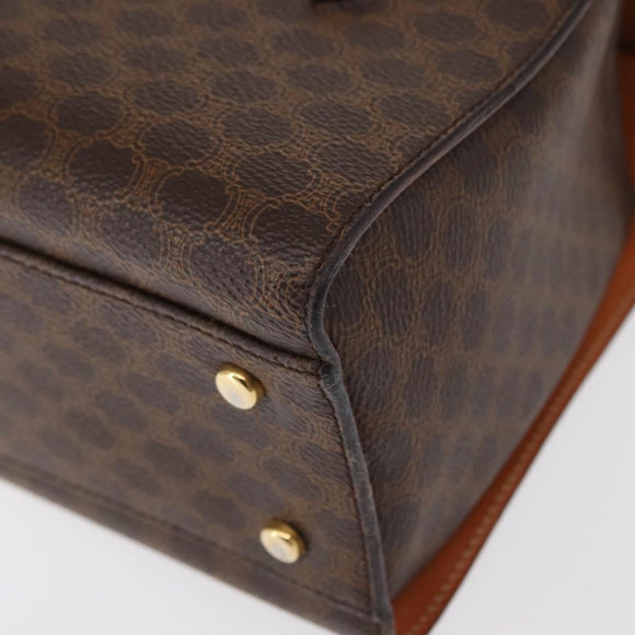 CELINE Macadam Canvas Hand Bag PVC Leather 2way Brown Gold Auth 134331V