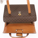 CELINE Macadam Canvas Hand Bag PVC Leather 2way Brown Gold Auth 134331V-20