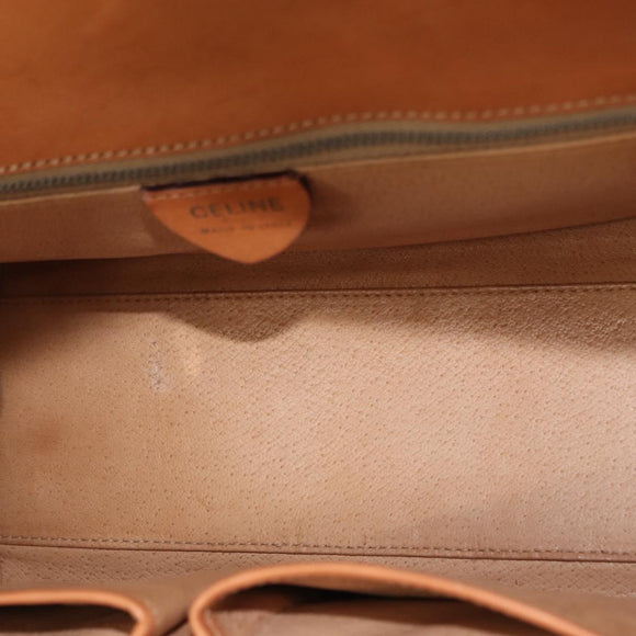 CELINE Macadam Canvas Hand Bag PVC Leather 2way Brown Gold Auth 134331V