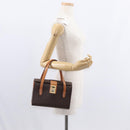 CELINE Macadam Canvas Hand Bag PVC Leather 2way Brown Gold Auth 134331V-26