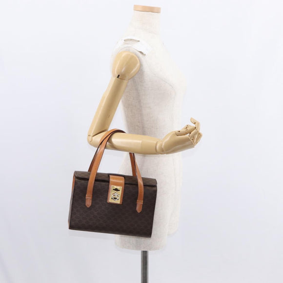 CELINE Macadam Canvas Hand Bag PVC Leather 2way Brown Gold Auth 134331V