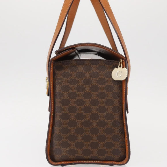 CELINE Macadam Canvas Hand Bag PVC Leather 2way Brown Gold Auth 134331V