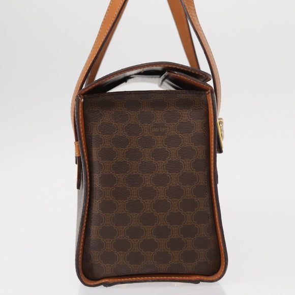 CELINE Macadam Canvas Hand Bag PVC Leather 2way Brown Gold Auth 134331V