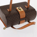 CELINE Macadam Canvas Hand Bag PVC Leather 2way Brown Gold Auth 134331V-6