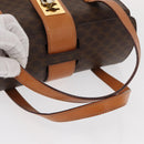 CELINE Macadam Canvas Hand Bag PVC Leather 2way Brown Gold Auth 134331V-7