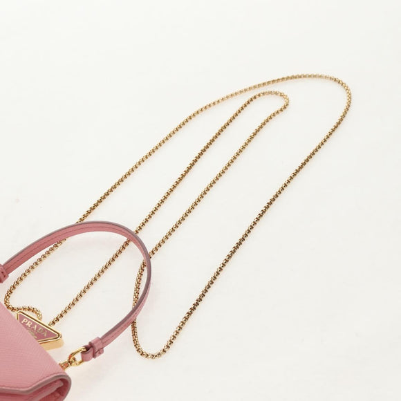 PRADA Chain Shoulder Bag Leather 2way Pink Gold 1BP050 Auth 134332M