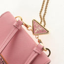 PRADA Chain Shoulder Bag Leather 2way Pink Gold 1BP050 Auth 134332M-16