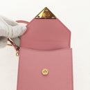 PRADA Chain Shoulder Bag Leather 2way Pink Gold 1BP050 Auth 134332M-23