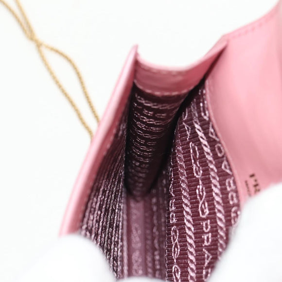 PRADA Chain Shoulder Bag Leather 2way Pink Gold 1BP050 Auth 134332M