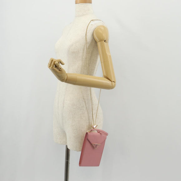 PRADA Chain Shoulder Bag Leather 2way Pink Gold 1BP050 Auth 134332M