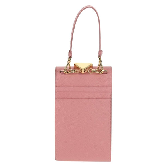 PRADA Chain Shoulder Bag Leather 2way Pink Gold 1BP050 Auth 134332M