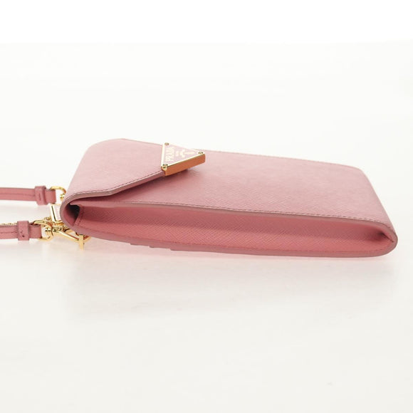 PRADA Chain Shoulder Bag Leather 2way Pink Gold 1BP050 Auth 134332M