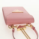 PRADA Chain Shoulder Bag Leather 2way Pink Gold 1BP050 Auth 134332M-6