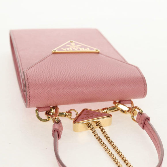 PRADA Chain Shoulder Bag Leather 2way Pink Gold 1BP050 Auth 134332M