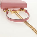 PRADA Chain Shoulder Bag Leather 2way Pink Gold 1BP050 Auth 134332M-7