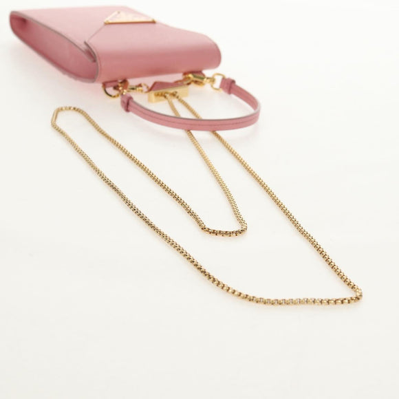 PRADA Chain Shoulder Bag Leather 2way Pink Gold 1BP050 Auth 134332M