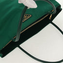 PRADA Tote Bag Nylon Green Gold Auth 134335AM-6