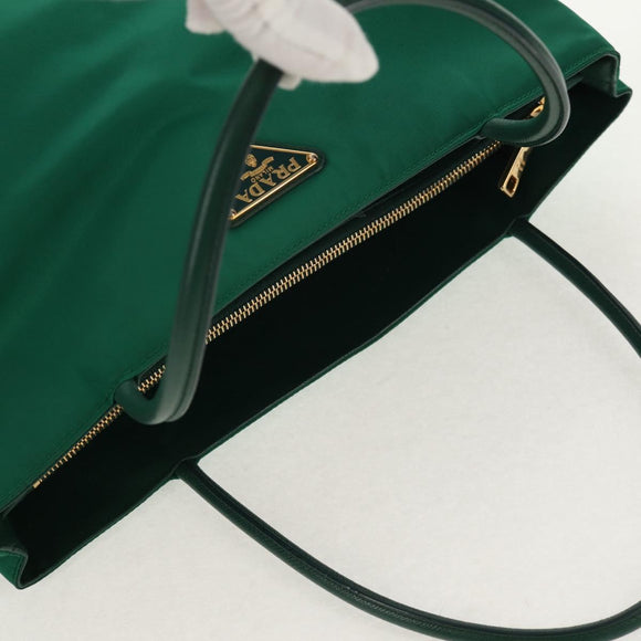 PRADA Tote Bag Nylon Green Gold Auth 134335AM