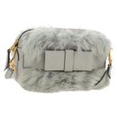 Miu Miu Shoulder Bag Fur Gray Gold Auth 134337V-1