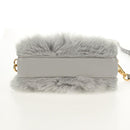 Miu Miu Shoulder Bag Fur Gray Gold Auth 134337V-10