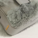Miu Miu Shoulder Bag Fur Gray Gold Auth 134337V-11