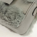 Miu Miu Shoulder Bag Fur Gray Gold Auth 134337V-12