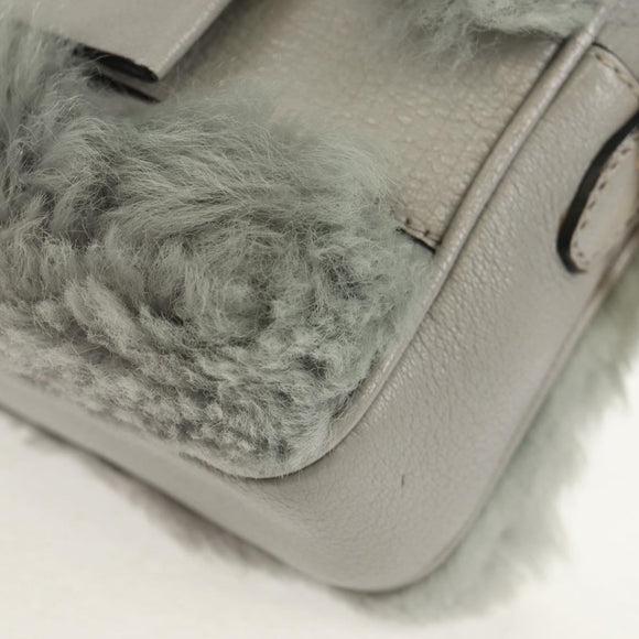 Miu Miu Shoulder Bag Fur Gray Gold Auth 134337V