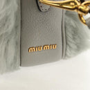 Miu Miu Shoulder Bag Fur Gray Gold Auth 134337V-15