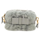 Miu Miu Shoulder Bag Fur Gray Gold Auth 134337V-2