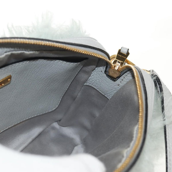 Miu Miu Shoulder Bag Fur Gray Gold Auth 134337V