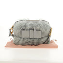 Miu Miu Shoulder Bag Fur Gray Gold Auth 134337V-12