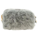 Miu Miu Shoulder Bag Fur Gray Gold Auth 134337V-3