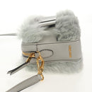 Miu Miu Shoulder Bag Fur Gray Gold Auth 134337V-4