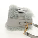 Miu Miu Shoulder Bag Fur Gray Gold Auth 134337V-4