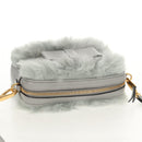 Miu Miu Shoulder Bag Fur Gray Gold Auth 134337V-6