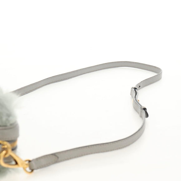 Miu Miu Shoulder Bag Fur Gray Gold Auth 134337V