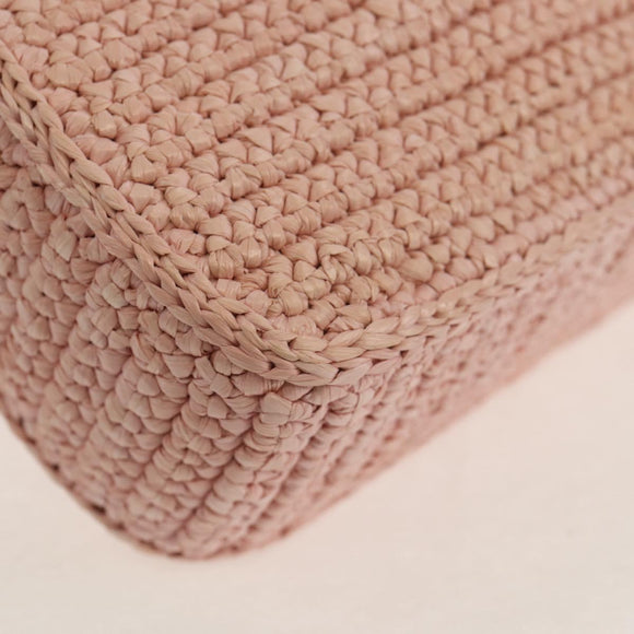 Miu Miu Arkady Hand Bag Raffia 2way Pink Gold 5BB123 Auth 134338AM