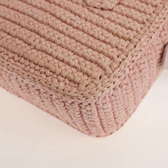 Miu Miu Arkady Hand Bag Raffia 2way Pink Gold 5BB123 Auth 134338AM