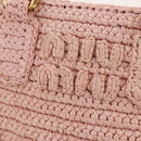Miu Miu Arkady Hand Bag Raffia 2way Pink Gold 5BB123 Auth 134338AM-19