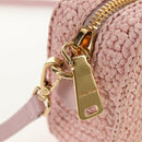 Miu Miu Arkady Hand Bag Raffia 2way Pink Gold 5BB123 Auth 134338AM-20