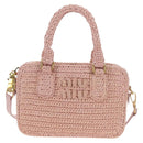 Miu Miu Arkady Hand Bag Raffia 2way Pink Gold 5BB123 Auth 134338AM-13