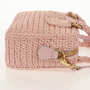 Miu Miu Arkady Hand Bag Raffia 2way Pink Gold 5BB123 Auth 134338AM-4