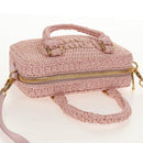 Miu Miu Arkady Hand Bag Raffia 2way Pink Gold 5BB123 Auth 134338AM-6