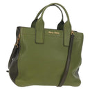Miu Miu Hand Bag Leather 2way Green Gold RN0889 Auth 134339V-1