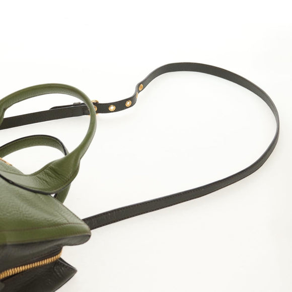 Miu Miu Hand Bag Leather 2way Green Gold RN0889 Auth 134339V